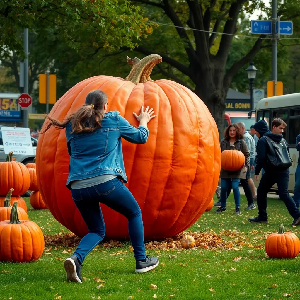 Viral Halloween Chaos: Mom Fights Giant Runaway Pumpkin